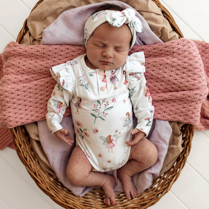 Snuggle Hunny - Fairy Garden Long Sleeve Organic Bodysuit with Frill