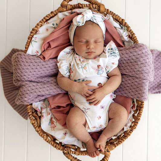 Snuggle Hunny - Fairy Garden Short Sleeve Organic Bodysuit with Frill