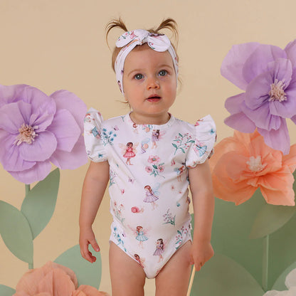Snuggle Hunny - Fairy Garden Short Sleeve Organic Bodysuit with Frill