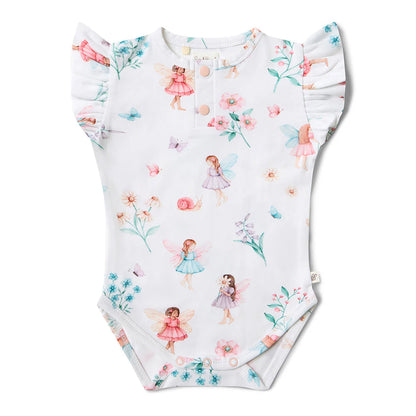 Snuggle Hunny - Fairy Garden Short Sleeve Organic Bodysuit with Frill