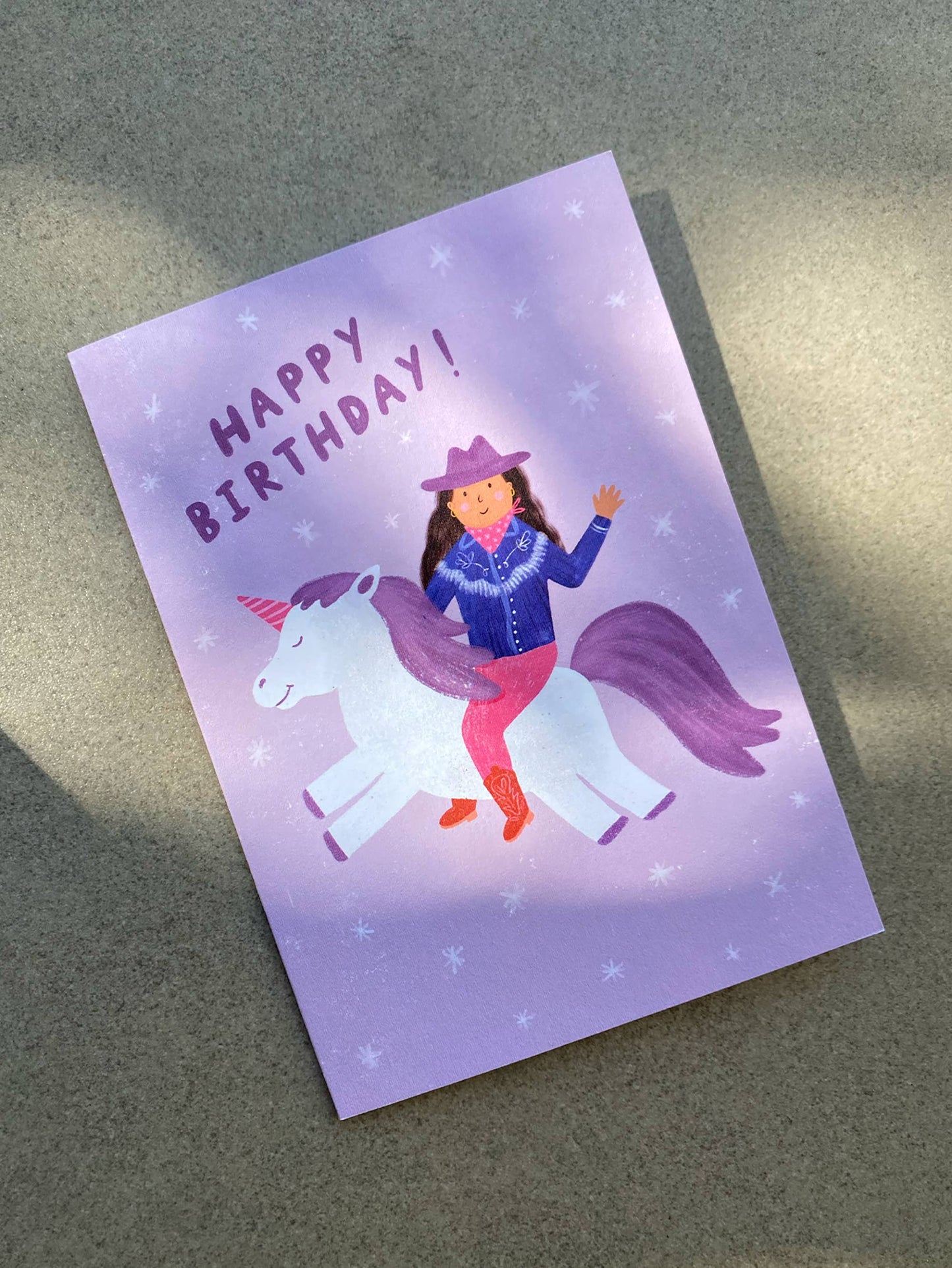 Lauren Sissons Studio - Cowgirl Unicorn Birthday Card - Fun Bday Greeting Card