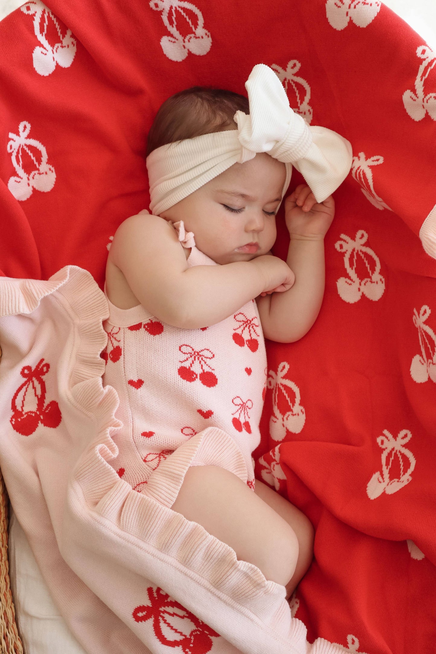 Petite + Co - FRILL CHERRY BOW BLANKET | REVERSIBLE