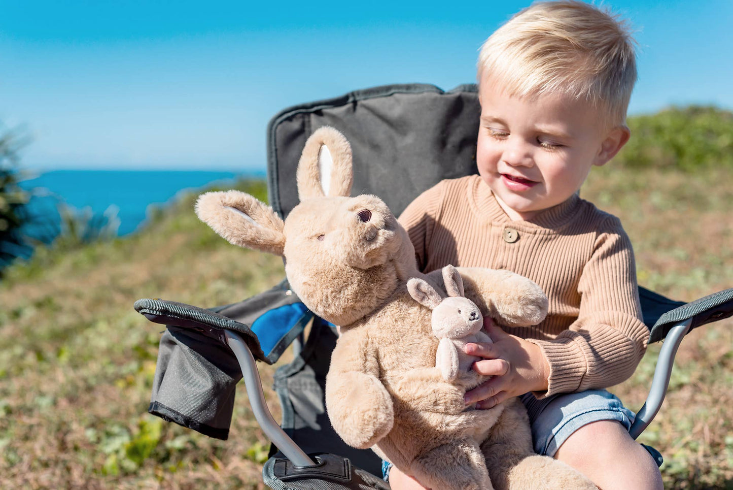 OB Designs Australia - Kip Kangaroo & Baby Joey – Soft Toy (Vegan Angora) 17" / 43c