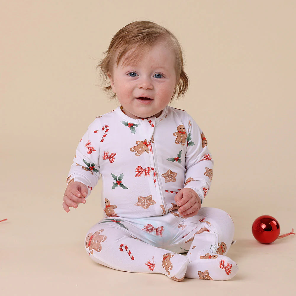 Snuggle Hunny - Gingerbread Organic Snuggle Sleepsuit Zip Footie