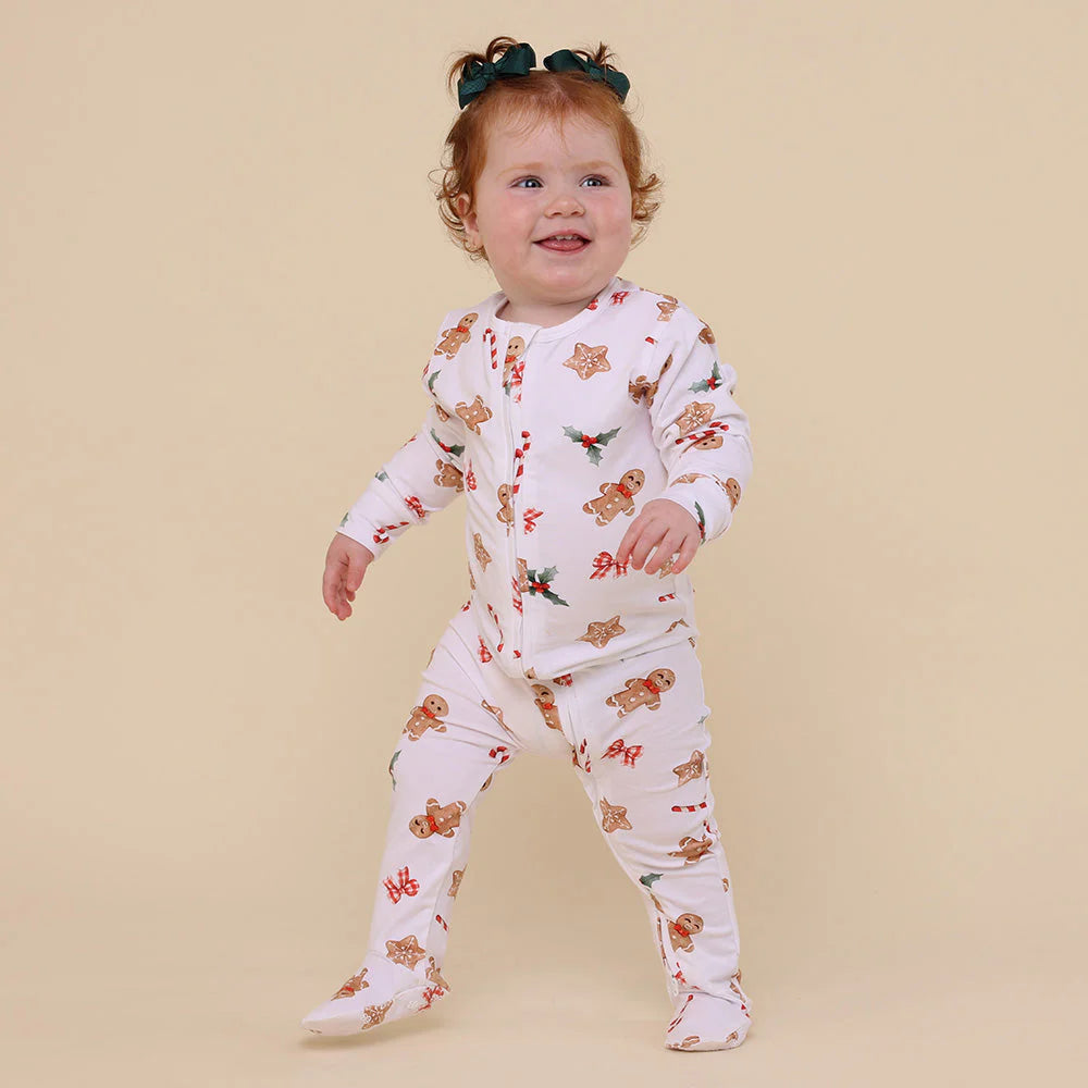 Snuggle Hunny - Gingerbread Organic Snuggle Sleepsuit Zip Footie
