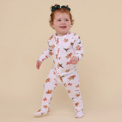 Snuggle Hunny - Gingerbread Organic Snuggle Sleepsuit Zip Footie
