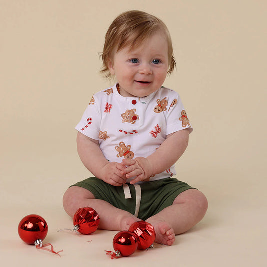Snuggle Hunny - Gingerbread Short Sleeve Organic Bodysuit