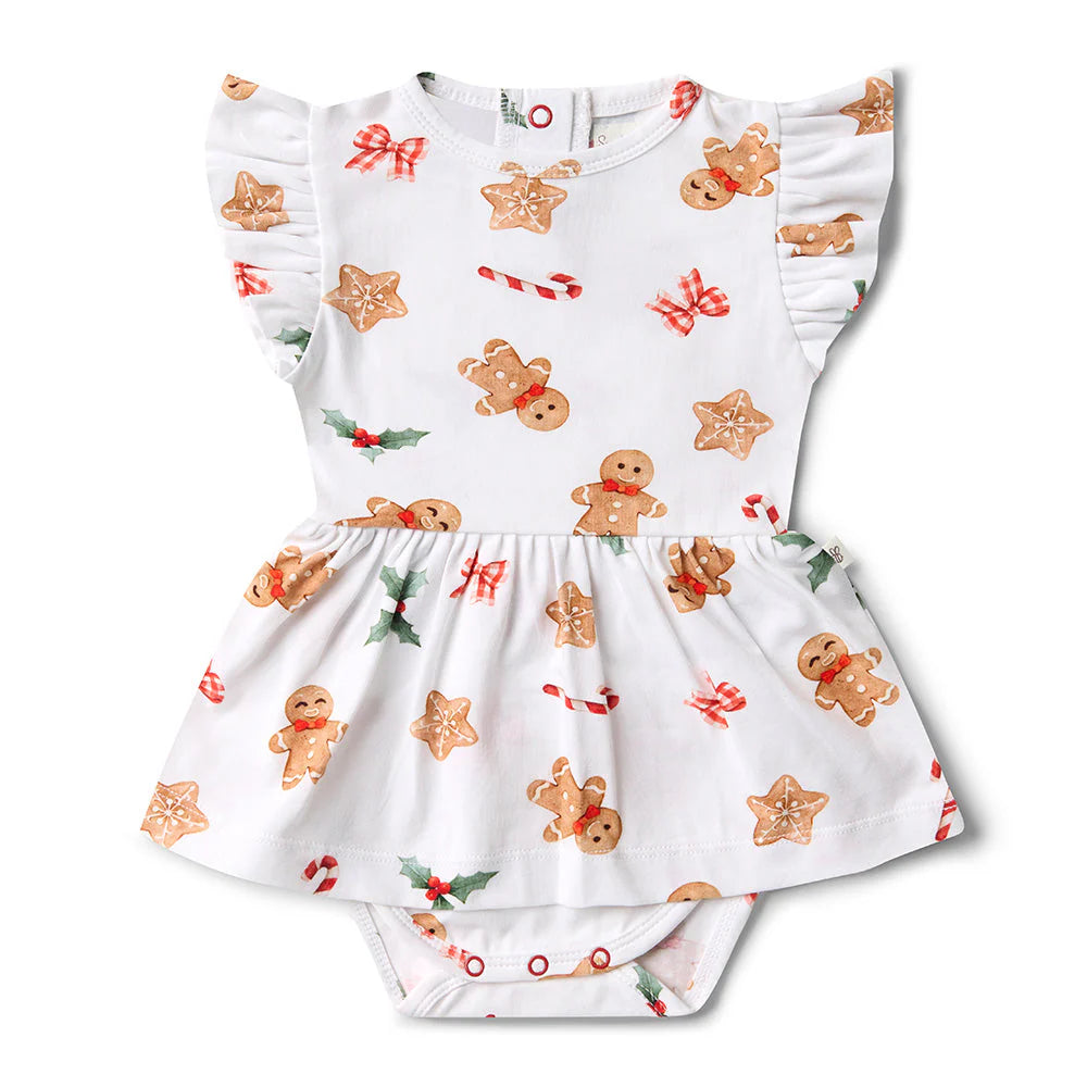 Snuggle Hunny - Gingerbread Short Sleeve Organic Dress