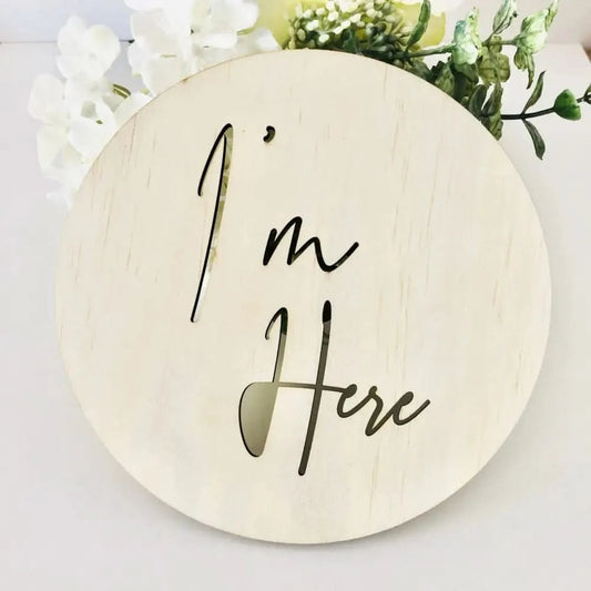 Timber Tinkers - I'm Here Scandi Birth Announcement
