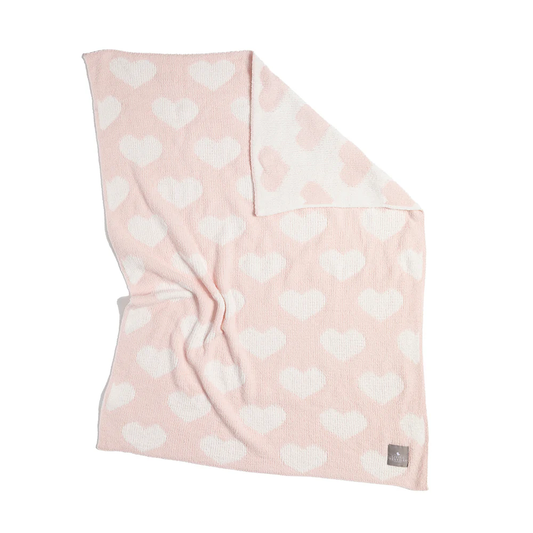 Living Textiles - Chenille Blanket - Pink Hearts