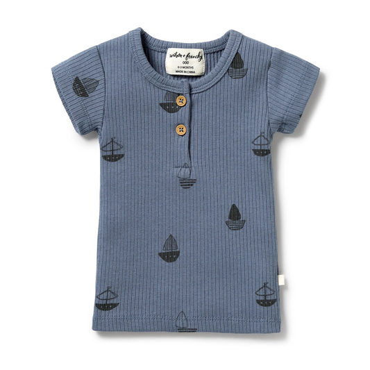 Billy Boats Organic Rib Henley Tee