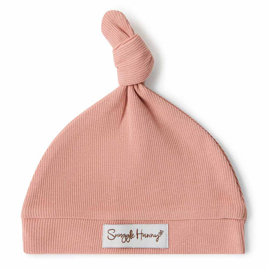 Snuggle Hunny - Rose Ribbed Organic Knotted Beanie