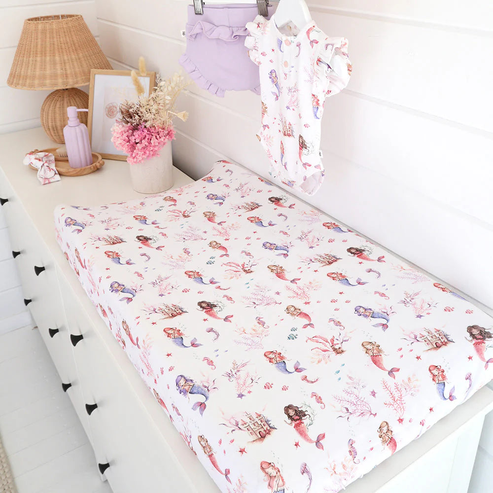 Snuggle Hunny - Mermaid Organic Bassinet Sheet / Change Pad Cover