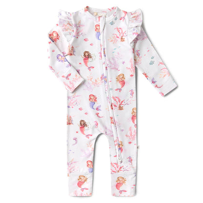 Snuggle Hunny - Mermaid Organic Snugglesuit Convertible Romper with Frill