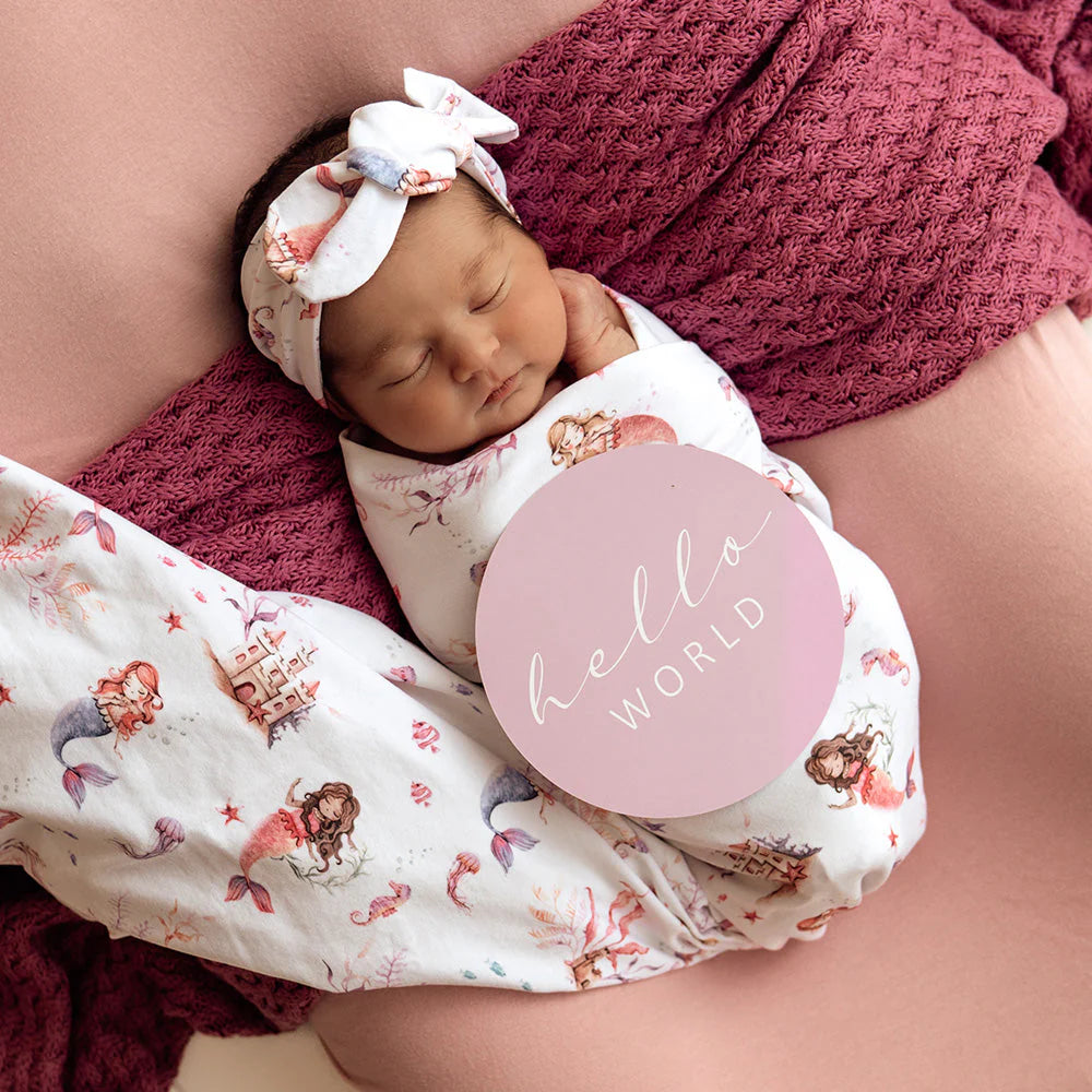 Snuggle Hunny - Mermaid Organic Jersey Wrap & Topknot Set
