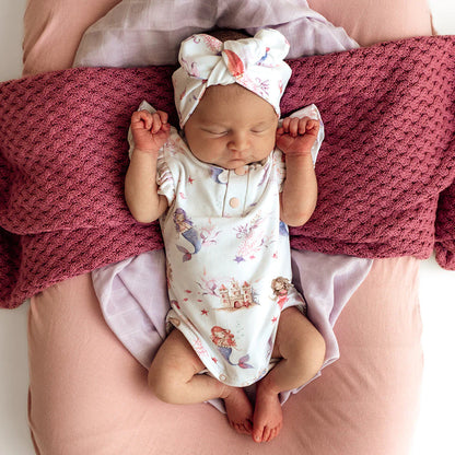 Snuggle Hunny - Mermaid Short Sleeve Organic Bodysuit with Frill