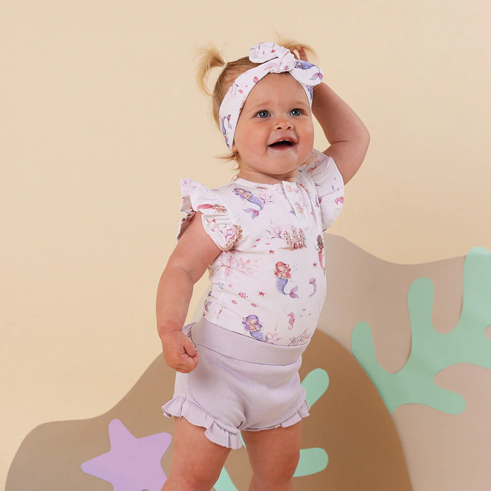 Snuggle Hunny - Mermaid Short Sleeve Organic Bodysuit with Frill