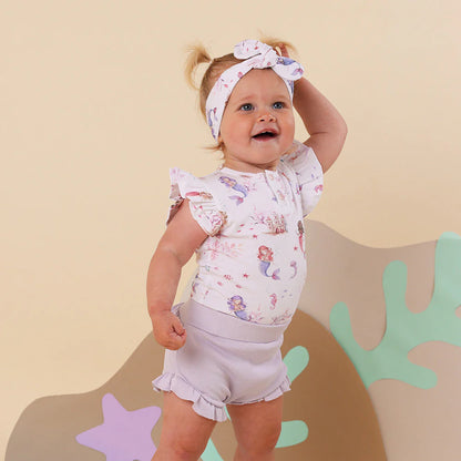 Snuggle Hunny - Mermaid Short Sleeve Organic Bodysuit with Frill