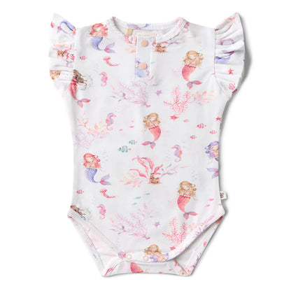 Snuggle Hunny - Mermaid Short Sleeve Organic Bodysuit with Frill