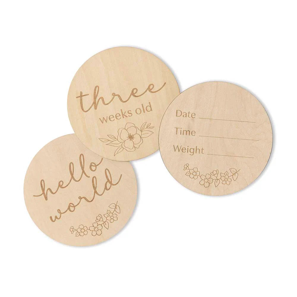 Snuggle Hunny - Floral Wooden Milestone Cards