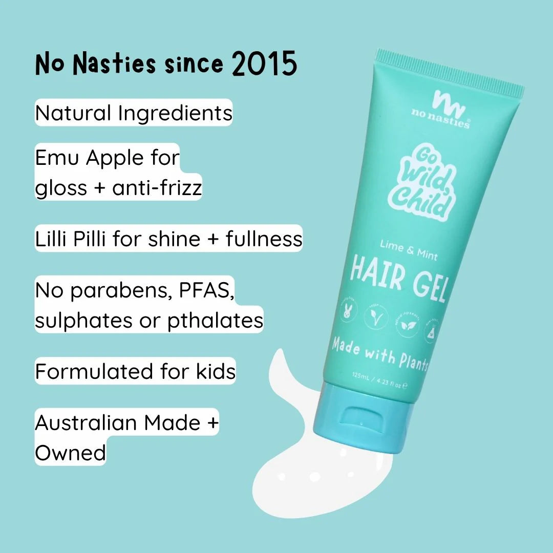 no nasties - Natural Plant Based Hair Gel in Zesty Lime and Fresh Mint