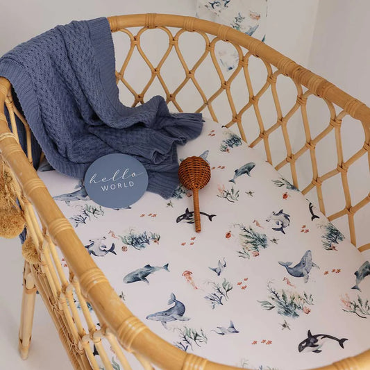 Ocean Organic Bassinet Sheet / Change Pad Cover