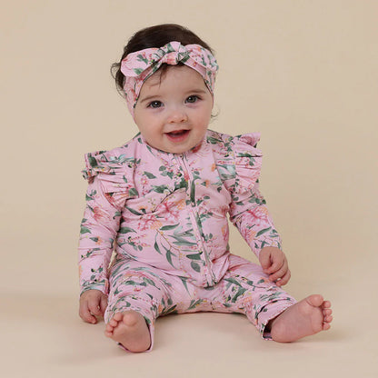 Snuggle Hunny - Pink Wattle Organic Snugglesuit Convertible Romper with Frill