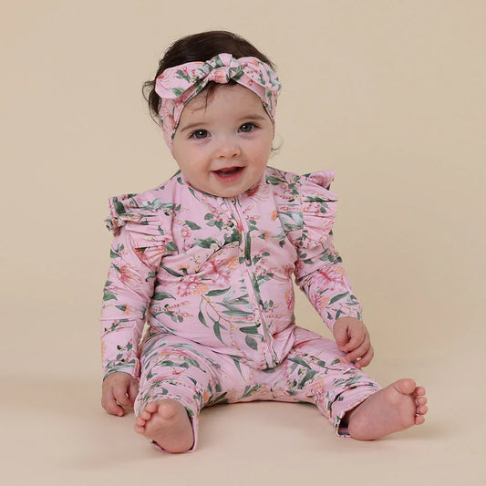 Snuggle Hunny - Pink Wattle Organic Snugglesuit Convertible Romper with Frill