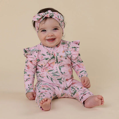 Snuggle Hunny - Pink Wattle Organic Snugglesuit Convertible Romper with Frill