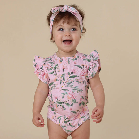 Snuggle Hunny - Pink Wattle Short Sleeve Organic Bodysuit