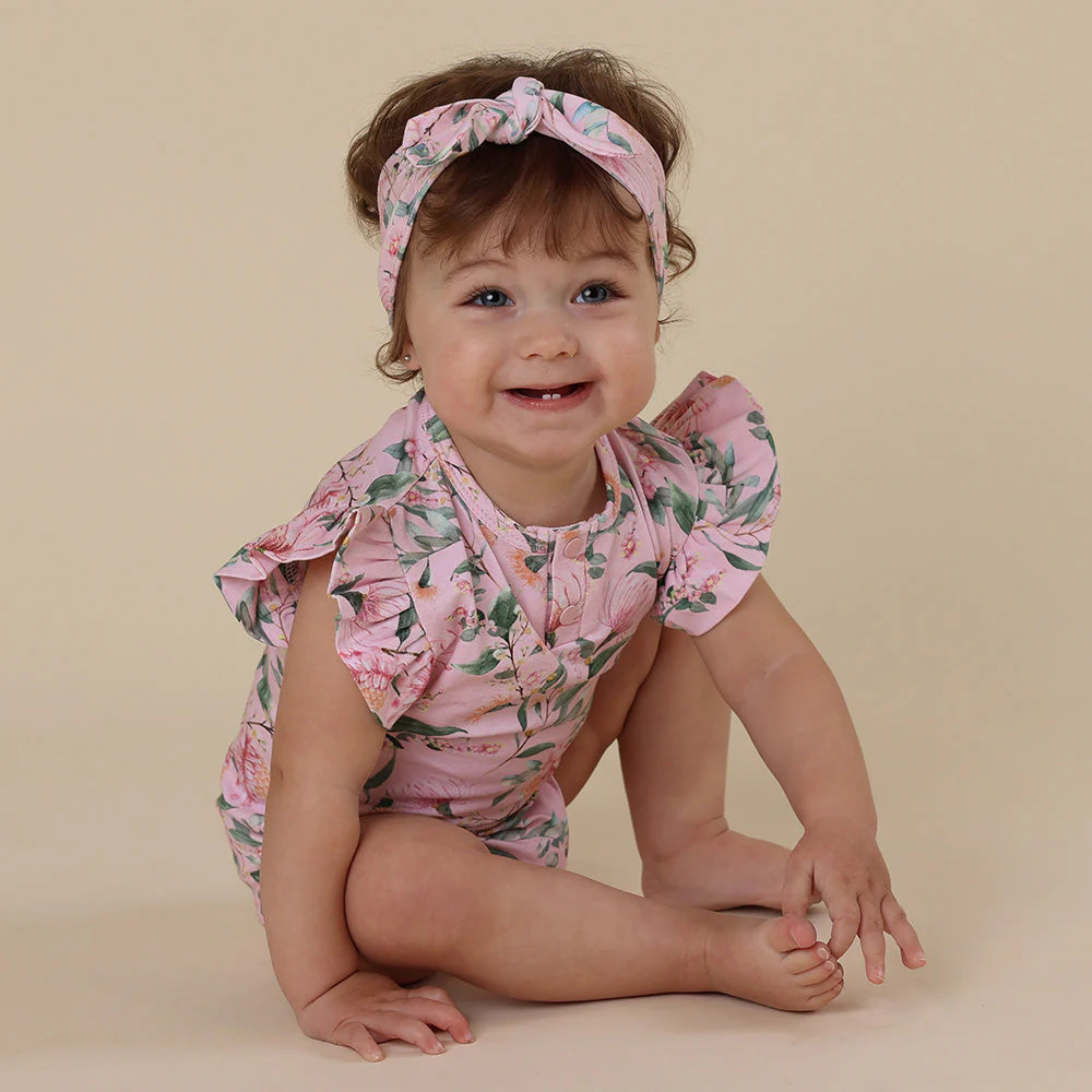 Snuggle Hunny - Pink Wattle Short Sleeve Organic Bodysuit