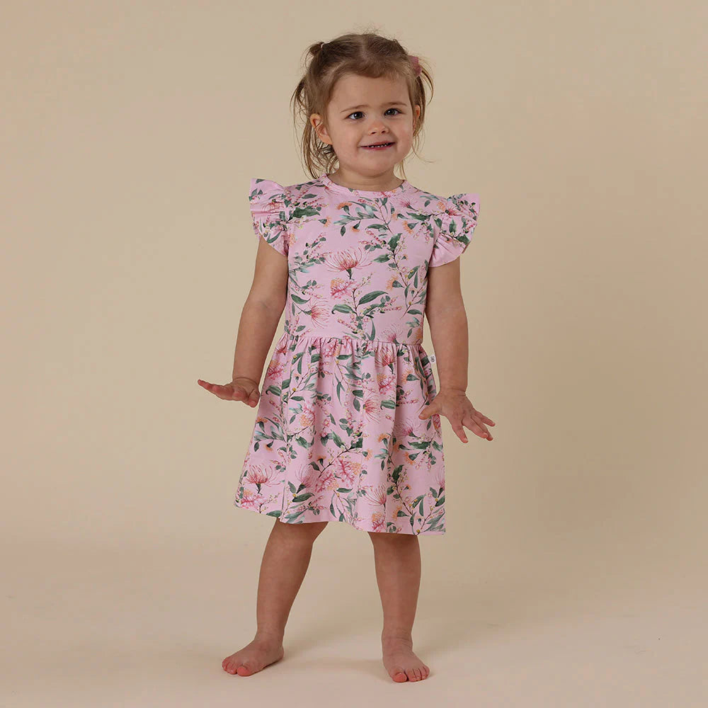 Snuggle Hunny - Pink Wattle Short Sleeve Organic Dress