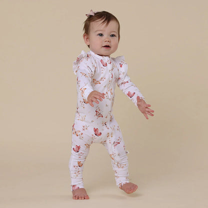 Snuggle Hunny - Butterfly Organic Snugglesuit Convertible Romper with Frill
