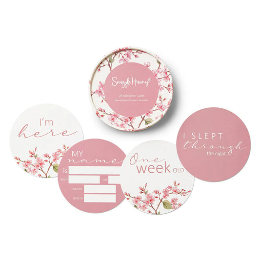 Snuggle Hunny - Cherry Blossom & Jewel Reversible Milestone Cards