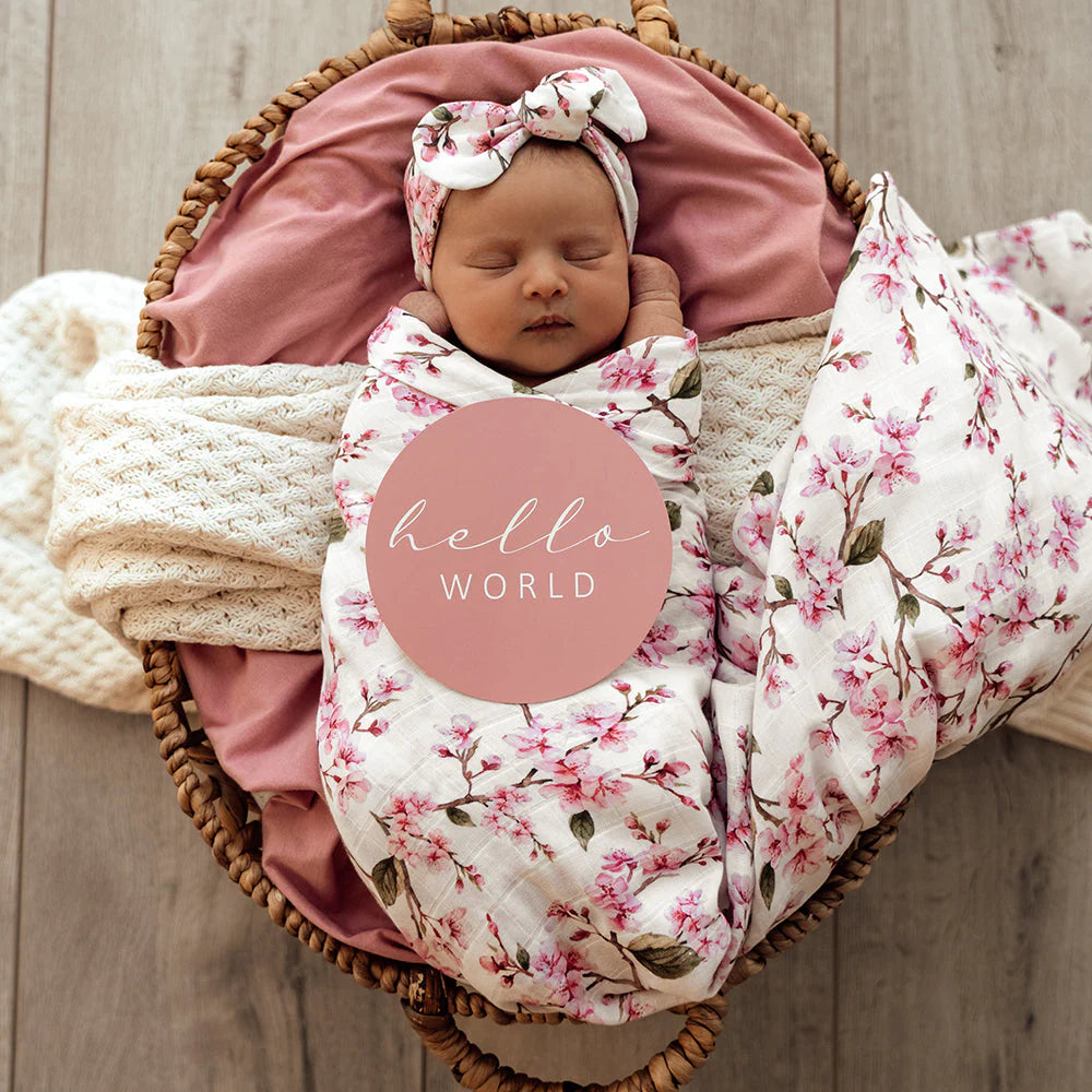 Snuggle Hunny - Cherry Blossom & Jewel Reversible Milestone Cards