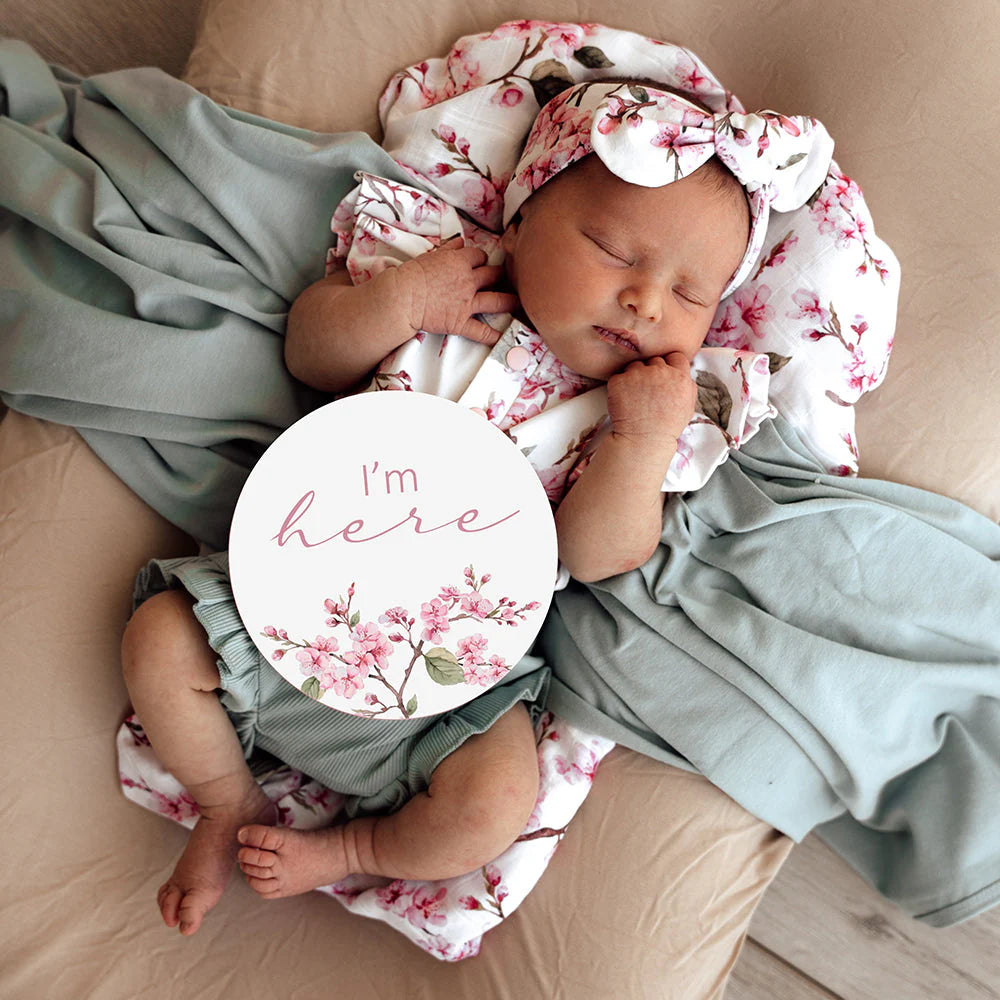 Snuggle Hunny - Cherry Blossom & Jewel Reversible Milestone Cards