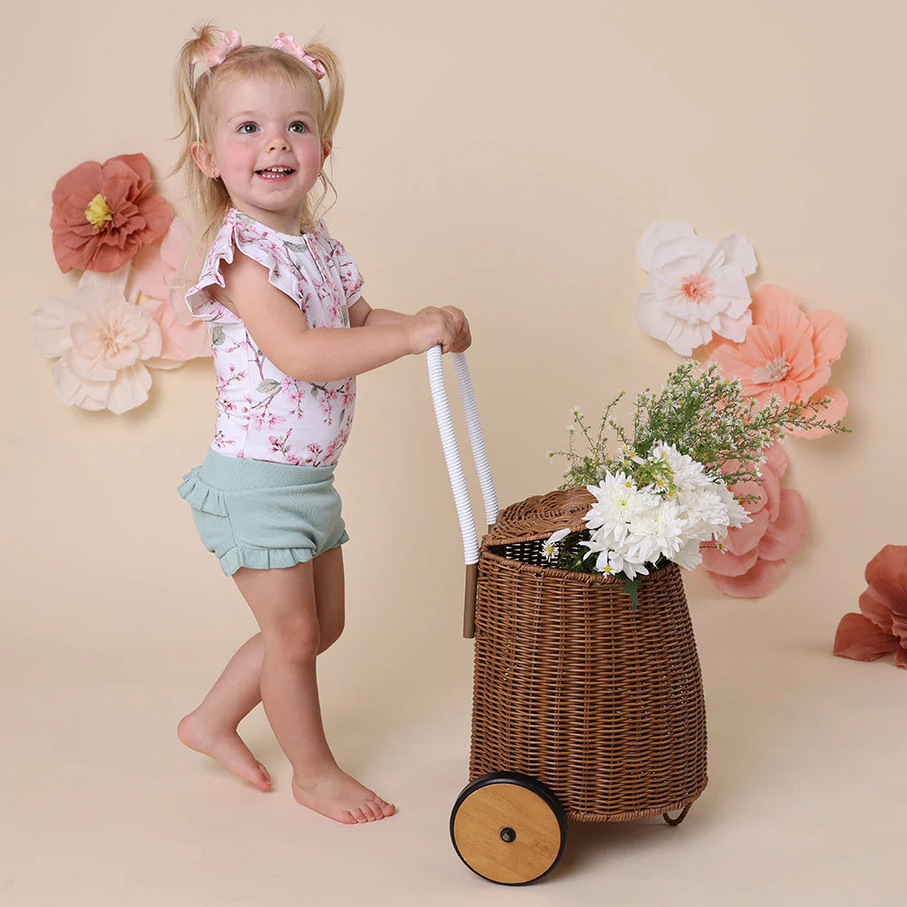 Snuggle Hunny - Cherry Blossom Short Sleeve Organic Bodysuit with Frill