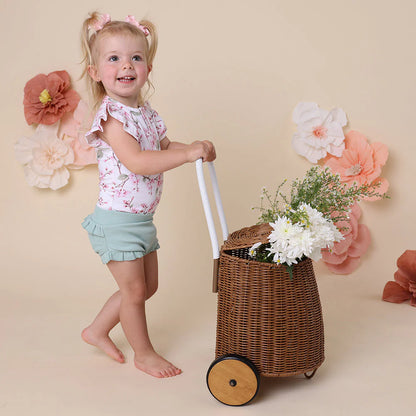 Snuggle Hunny - Cherry Blossom Short Sleeve Organic Bodysuit with Frill