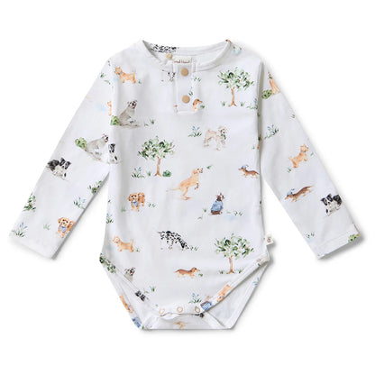 Snuggle Hunny - Dog Park Long Sleeve Organic Bodysuit
