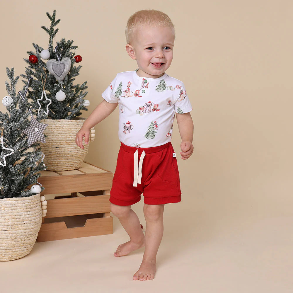 Snuggle Hunny - Red Organic Shorts