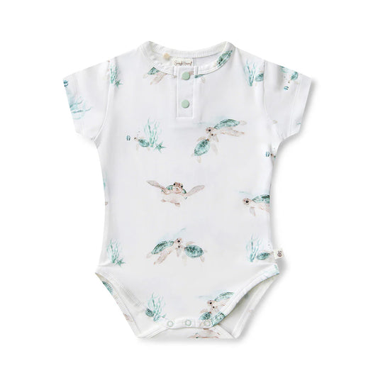 Snuggle Hunny - Turtle Short Sleeve Organic Bodysuit