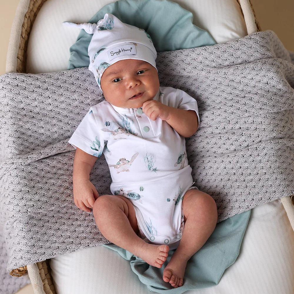 Snuggle Hunny - Turtle Short Sleeve Organic Bodysuit