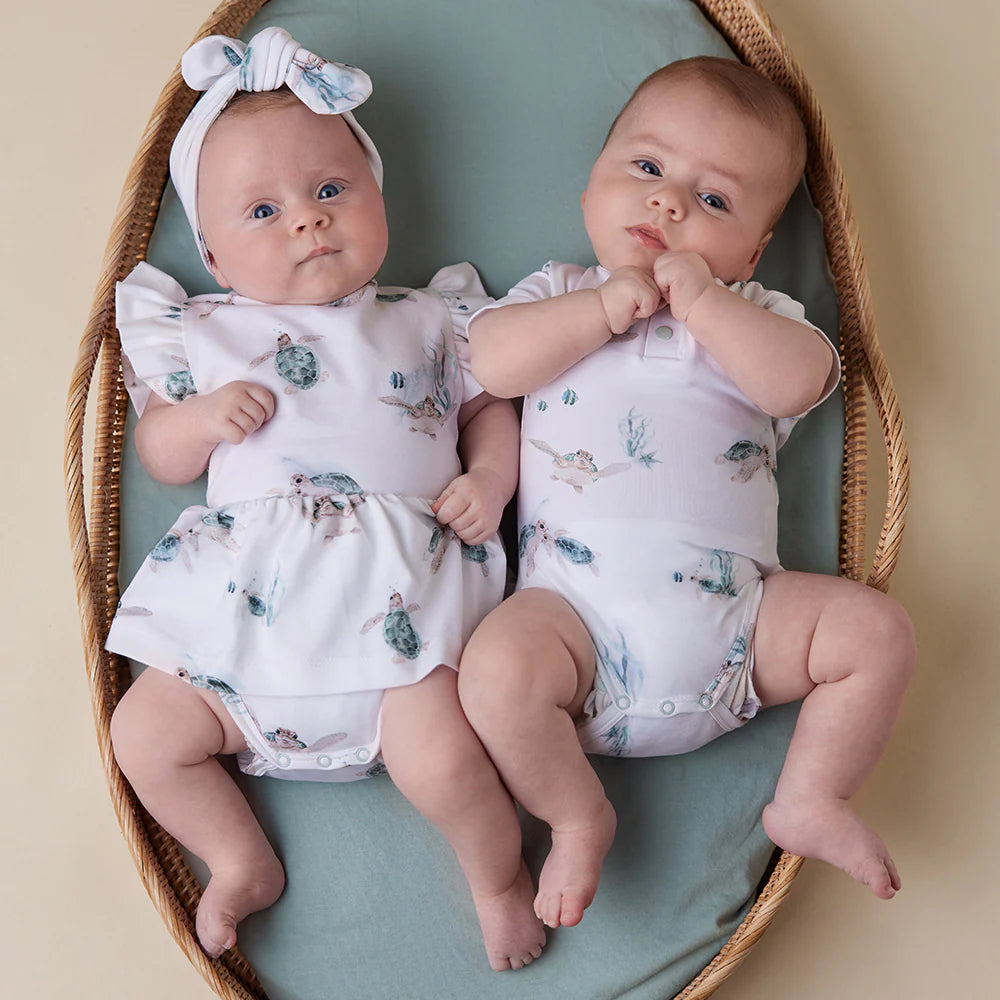 Snuggle Hunny - Turtle Short Sleeve Organic Bodysuit