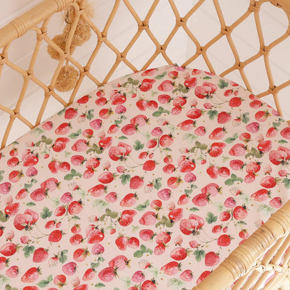 Snuggle Hunny - Strawberry Organic Bassinet Sheet / Change Pad Cover