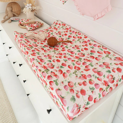 Snuggle Hunny - Strawberry Organic Bassinet Sheet / Change Pad Cover