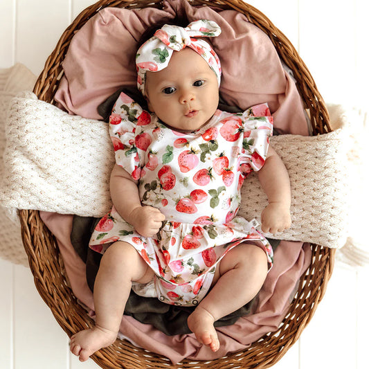 Snuggle Hunny - Strawberry Short Sleeve Organic Dress