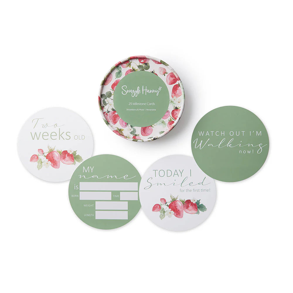 Snuggle Hunny - Strawberry & Moss Reversible Milestone Cards
