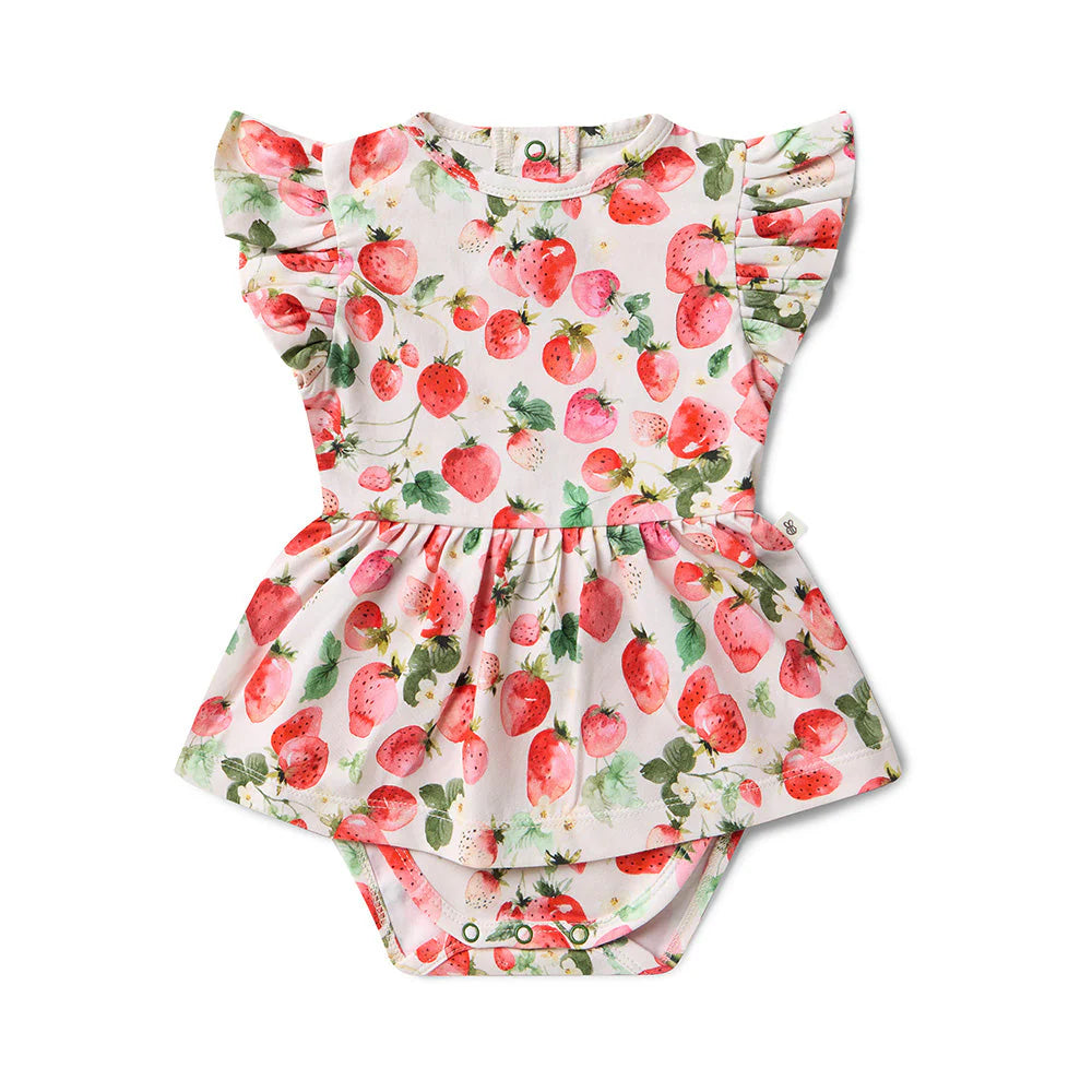Snuggle Hunny - Strawberry Short Sleeve Organic Dress
