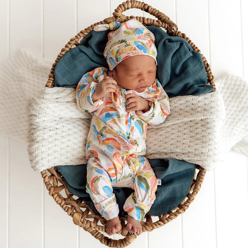 Snuggle Hunny - Summer Palm Organic Snugglesuit Convertible Romper