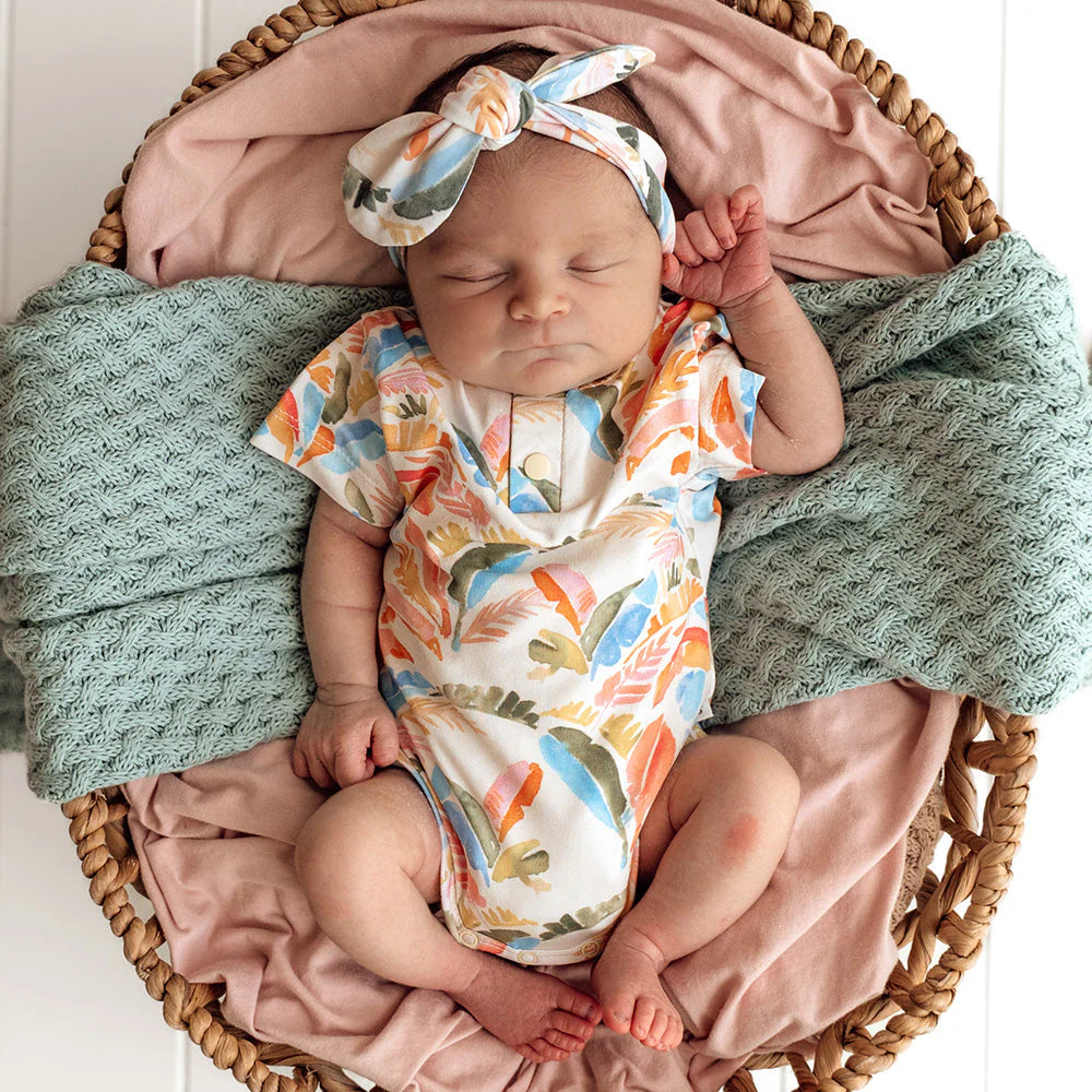 Snuggle Hunny - Summer Palm Short Sleeve Organic Bodysuit
